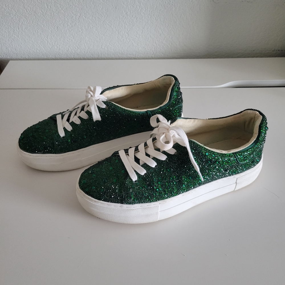 Betsy Johnson Sidny Rhinestone Emerald Sneakers